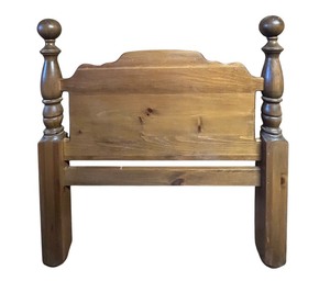 lot 124C image: S - Vintage Solid Wood Twin Size Bed Headboard with Turned Posts