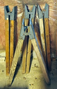 lot 129C image: S - Lot of 4 Vintage Wooden Folding Saw Horses