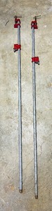 lot 130C image: S - Set of 2 Heavy Duty 34-Inch Pipe Clamps with Red Cast Iron Heads