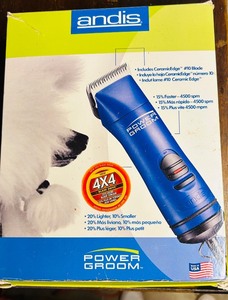 lot 136C image: S - Andis Power Groom Clipper with Ceramic Edge Blades and Accessories
