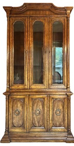 lot 5 image: DR - Heritage Vintage China Hutch with Glass Doors and Cabinet Storage