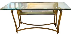 lot 42 image: LR - Vintage Glass and Brass Console Table