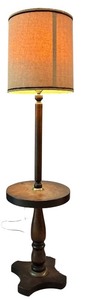 lot 51 image: LL - Vintage 59.5 Inch Floor Lamp with Dark Wood and Built-In Table