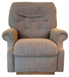 lot 52 image: LL - Upholstered Swivel Recliner Armchair with Patterned Fabric