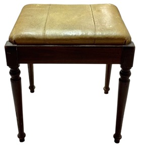 lot 54 image: LL - Vintage Solid Wood Vintage Upholstered Stool