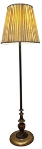 lot 58 image: LL - Vintage Brass Floor Lamp with Cream Shade