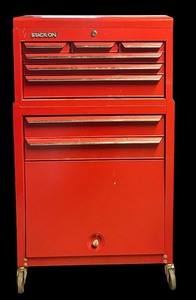 lot 60 image: LL Vintage Stack-On Red Tool Chest with Assorted Hand Tools and Drawers