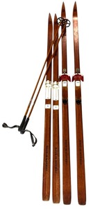 lot 109 image: S - Rottefella Normark Vintage Wooden Skis and Poles Made in Norway