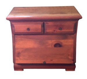 lot 7 image: U - Vintage Wooden Accent Table  Nightstand with 2 Drawers and Lift Front Compartment