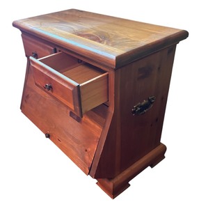 U - Vintage Wooden Accent Table / Nightstand with 2 Drawers and Lift Front Compartment
