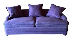lot 15 image: G - Purple Hide a Bed Sofa with 3 Pillows