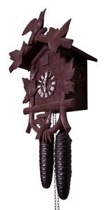 lot 74R image: U - Vintage Carved Cuckoo Clock with Pinecone Weights