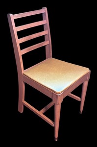 lot 80R image: U - Vintage Wood Chair with Padded Vinyl Seat