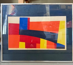 lot 8 image: Vintage Signed & Numbered Delmos Hickmott Geometric Print dated 1972