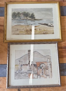 lot 44 image: 2 Vintage Southwestern Framed Watercolor Paintings
