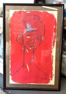 lot 7 image: WONDERFUL Mid Century Print Tete de Femme by Amedeo Modigliani