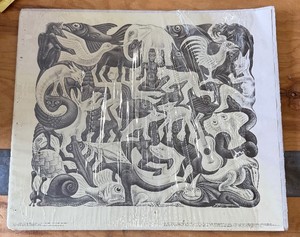 lot 42 image: Vintage Printed in Holland MC Escher Poster Mosaic II