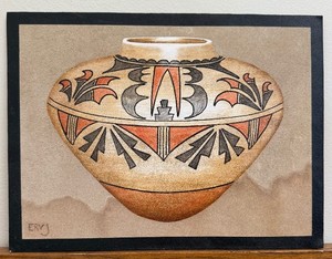 lot 57 image: Vintage Native American Painting By ERV JOHNSON