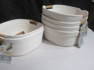lot 42 image: 6 Pack Members Mark Rope Basket White 15x12x6
