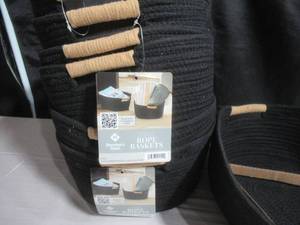 lot 60 image: 8 Pack Members Mark Rope Basket - Black 15x12x6