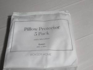 lot 84 image: 5 Pack Zip Pillow Protector, 100% Cotton Queen White