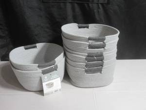 lot 85 image: 8 Pack Members Mark Rope Basket - Gray 15x12x6