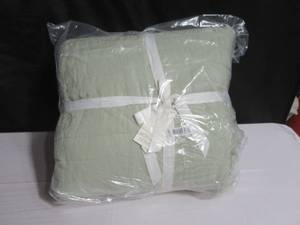 lot 88 image: Size FullQueen Color Matcha  French Linen Channel Stitch Quilt  BOKSER HOME