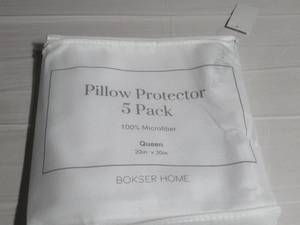 lot 123 image: 5 Pack Zip Pillow Protector, 100% Cotton Queen White