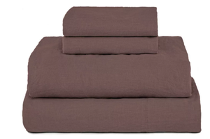 lot 36 image: Cal King Color Clove 100% French Linen Sheet Set BOKSER HOME