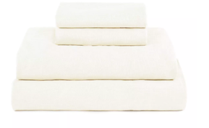 lot 47 image: Cal King Color Cream 100% French Linen Sheet Set  BOKSER HOME