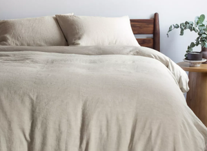 lot 83 image: Size FullQueen Color Putty Heather French Linen and Cotton Duvet Cover & Sham Set  BOKSER HOME