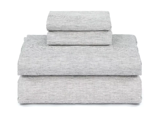 lot 100 image: Size Queen Color Shadow Pin Stripe 100% French Linen Sheet Set BOKSER HOME