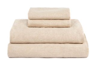 lot 102 image: Size Cal King Color Putty Heather 100% French Linen Sheet Set  BOKSER HOME