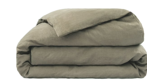 lot 110 image: Color Moss Size FullQueen 100% French Linen Duvet Cover  BOKSER HOME