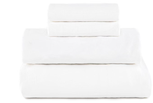 lot 118 image: Size Queen Color White 100% French Linen Sheet Set  BOKSER HOME