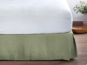 lot 128 image: Size King Color Matcha 100% French Linen Bed Skirt BOKSER Home