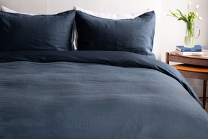 lot 130 image: Size KingCal King Color Baltic French Linen and Cotton Duvet Cover & Sham Set BOKSER HOME