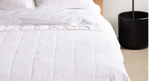 lot 134 image: Size FullQueen Color white French Linen Box Stitch Quilt BOKSER HOME