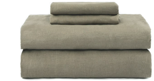 lot 138 image: King Color Moss 100% French Linen Sheet Set  BOKSER HOME