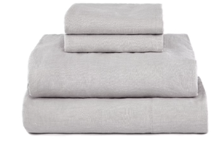 lot 139 image: King Color Pebble Heather 100% French Linen Sheet Set BOKSER HOME