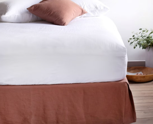 lot 141 image: King Color Clay 100% French Linen Bed Skirt  BOKSER Home