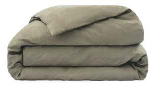lot 144 image: Size KingCal King Color Moss 100% French Linen Duvet Cover  BOKSER HOME