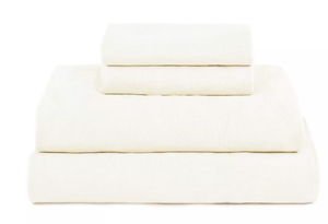 lot 23 image: King Color Cream 100% French Linen Sheet Set BOKSER HOME
