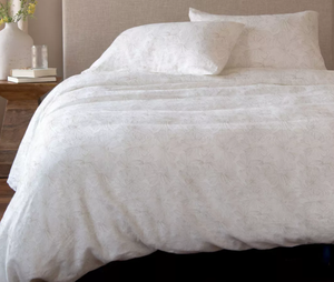 lot 44 image: FullQueen Color Cream & Putty Floral 100% French Linen Duvet Cover  BOKSER HOME