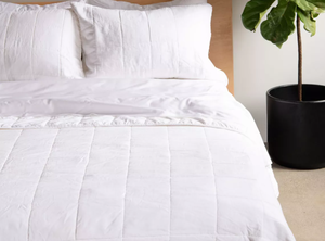 lot 63 image: Size FullQueen Color White French Linen Box Stitch Quilt BOKSER HOME