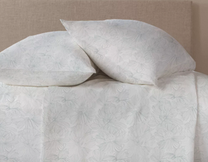 lot 68 image: Twin Color Cream & Wave Floral 100% French Linen Sheet Set  BOKSER HOME