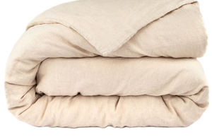 lot 126 image: Size KingCal King Color Putty Heather 100% French Linen Duvet Cover  BOKSER HOME