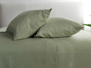 lot 155 image: Size King Color Matcha 100% French Linen Sheet Set  BOKSER HOME