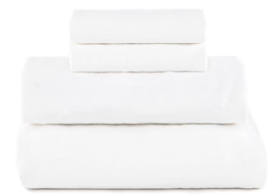 lot 162 image: Size Queen White 100% French Linen Sheet Set  BOKSER HOME