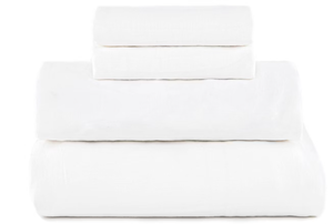lot 163 image: Size Queen White 100% French Linen Sheet Set  BOKSER HOME